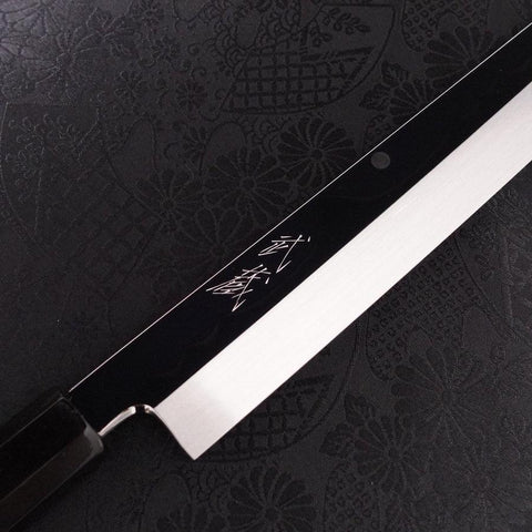 Sakimaru Takohiki White Steel #2 Moon-Fuji Water Honyaki Buffalo Ebony Handle 270mm-[Musashi]-[Japanese-Kitchen-Knives]