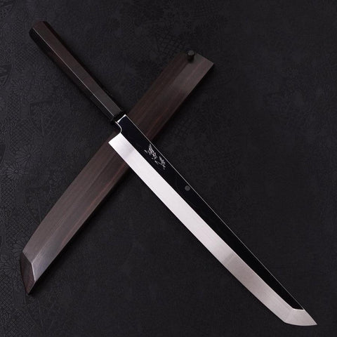 Sakimaru Takohiki White Steel #2 Moon-Fuji Water Honyaki Buffalo Ebony Handle 270mm-[Musashi]-[Japanese-Kitchen-Knives]