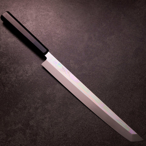 Sakimaru Takohiki White Steel #2 Moon-Fuji Water Honyaki Buffalo Ebony Handle 270mm with Magnolia Sheath-[Musashi]-[Japanese-Kitchen-Knives]