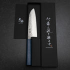 Santoku 440C Nashiji Damascus Blue Urushi Handle 165mm (6.5”)-[Musashi]-[Japanese-Kitchen-Knives]