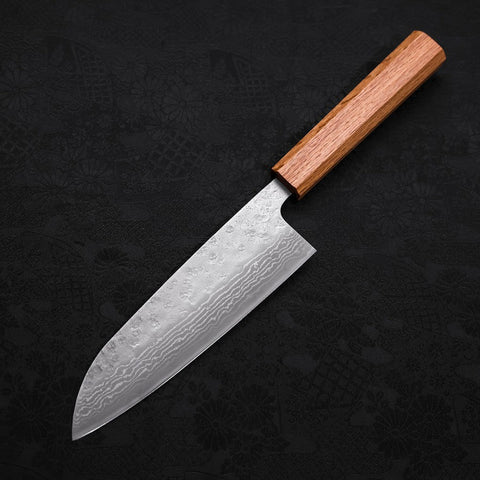 Santoku 440C Nashiji Damascus Oak Handle 165mm-[Musashi]-[Japanese-Kitchen-Knives]