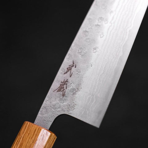 Santoku 440C Nashiji Damascus Oak Handle 165mm-[Musashi]-[Japanese-Kitchen-Knives]