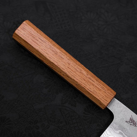 Santoku 440C Nashiji Damascus Oak Handle 165mm-[Musashi]-[Japanese-Kitchen-Knives]