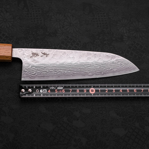Santoku 440C Nashiji Damascus Oak Handle 165mm-[Musashi]-[Japanese-Kitchen-Knives]