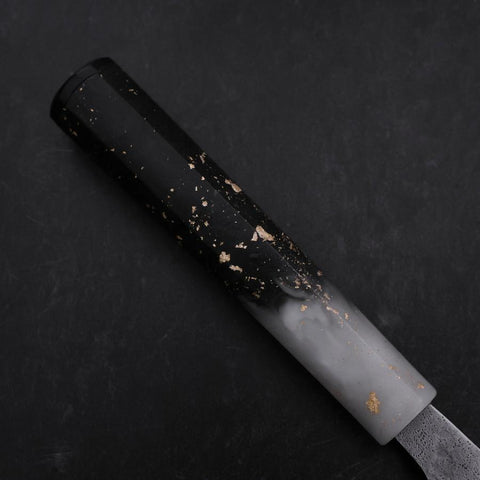Santoku 440C Nashiji Damascus Ocean White Black Gold Handle 165mm (6.5”)-[Musashi]-[Japanese-Kitchen-Knives]
