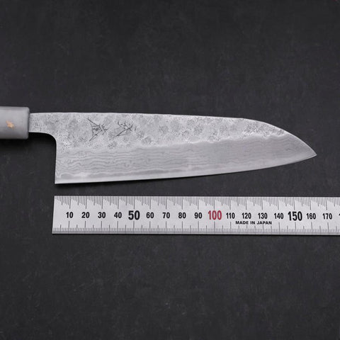 Santoku 440C Nashiji Damascus Ocean White Black Gold Handle 165mm (6.5”)-[Musashi]-[Japanese-Kitchen-Knives]