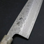 Santoku 440C Nashiji Damascus Ocean White Blue Handle 165mm-[Musashi]-[Japanese-Kitchen-Knives]