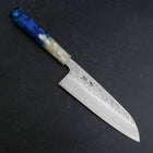 Santoku 440C Nashiji Damascus Ocean White Blue Handle 165mm-[Musashi]-[Japanese-Kitchen-Knives]