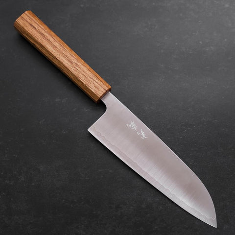 Santoku 440C Polished Oak Handle 165mm-[Musashi]-[Japanese-Kitchen-Knives]