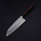 Santoku AUS-10 Mirror Tsuchime Damascus Purple Urushi Handle 165mm-[Musashi]-[Japanese-Kitchen-Knives]