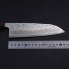Santoku AUS-10 Mirror Tsuchime Damascus Purple Urushi Handle 165mm-[Musashi]-[Japanese-Kitchen-Knives]