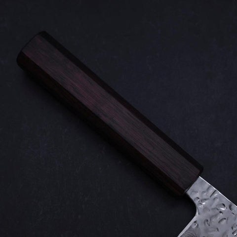 Santoku AUS-10 Mirror Tsuchime Damascus Purple Urushi Handle 165mm-[Musashi]-[Japanese-Kitchen-Knives]