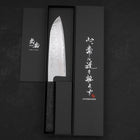 Santoku AUS-10 Nashiji Damascus Black Ishime Urushi Handle 165mm-[Musashi]-[Japanese-Kitchen-Knives]