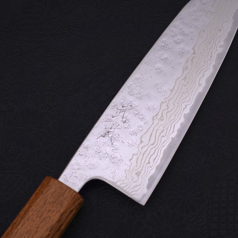 Santoku AUS-10 Nashiji Damascus Oak Handle 165mm-[Musashi]-[Japanese-Kitchen-Knives]