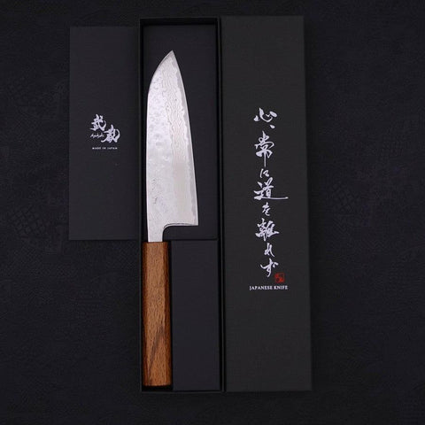 Santoku AUS-10 Nashiji Damascus Oak Handle 165mm-[Musashi]-[Japanese-Kitchen-Knives]