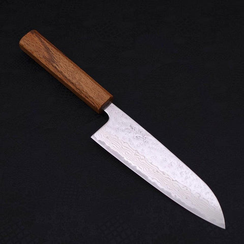 Santoku AUS-10 Nashiji Damascus Oak Handle 165mm-[Musashi]-[Japanese-Kitchen-Knives]