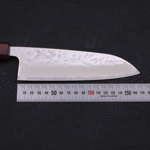 Santoku AUS-10 Nashiji Damascus Purple Urushi Handle 165mm-[Musashi]-[Japanese-Kitchen-Knives]