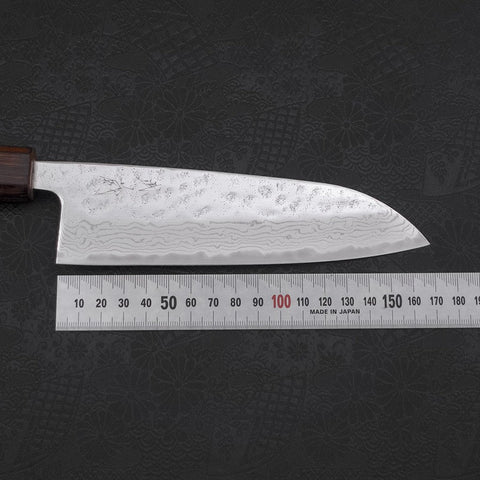 Santoku AUS-10 Nashiji Damascus Sumi Urushi Handle 165mm-[Musashi]-[Japanese-Kitchen-Knives]