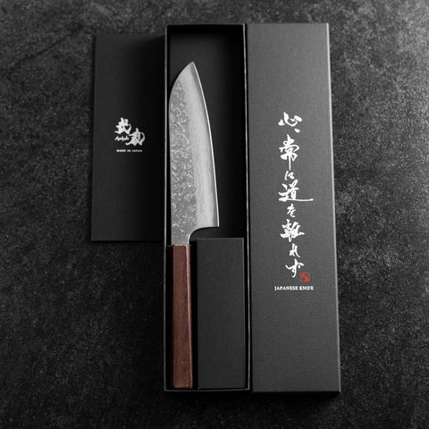 Santoku AUS-10 Nashiji Damascus Wenge Handle 165mm (6.5”)-[Musashi]-[Japanese-Kitchen-Knives]