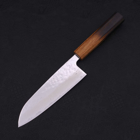 Santoku AUS-10 Nashiji Damascus Yaki Urushi Handle 165mm-[Musashi]-[Japanese-Kitchen-Knives]