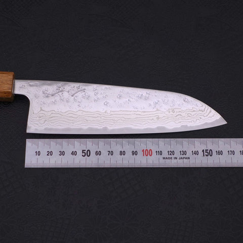 Santoku AUS-10 Nashiji Damascus Yaki Urushi Handle 165mm-[Musashi]-[Japanese-Kitchen-Knives]