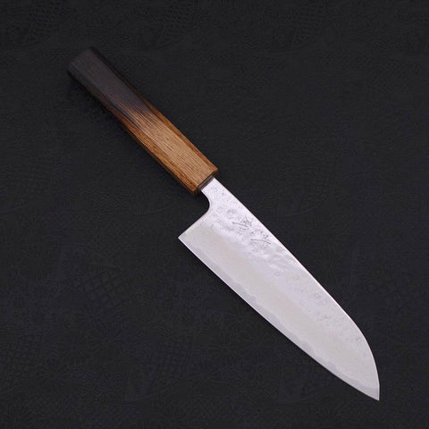 Santoku AUS-10 Nashiji Damascus Yaki Urushi Handle 165mm-[Musashi]-[Japanese-Kitchen-Knives]