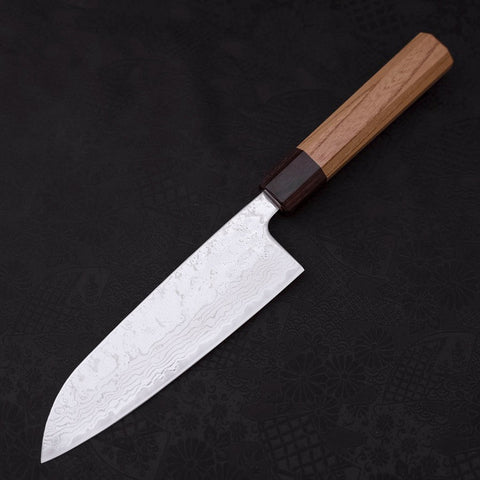 Santoku AUS-10 Nashiji Damascus Zelkova Handle 165mm-[Musashi]-[Japanese-Kitchen-Knives]