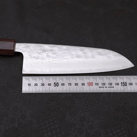 Santoku AUS-10 Nashiji Damascus Zelkova Handle 165mm-[Musashi]-[Japanese-Kitchen-Knives]