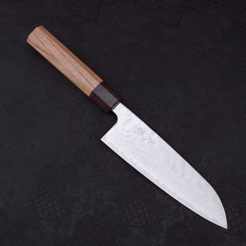 Santoku AUS-10 Nashiji Damascus Zelkova Handle 165mm-[Musashi]-[Japanese-Kitchen-Knives]