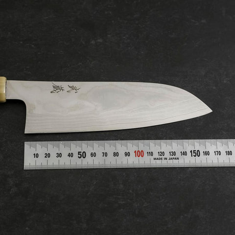 Santoku AUS-10 Nickel Damascus Buffalo Turquoise Handle 170mm-[Musashi]-[Japanese-Kitchen-Knives]