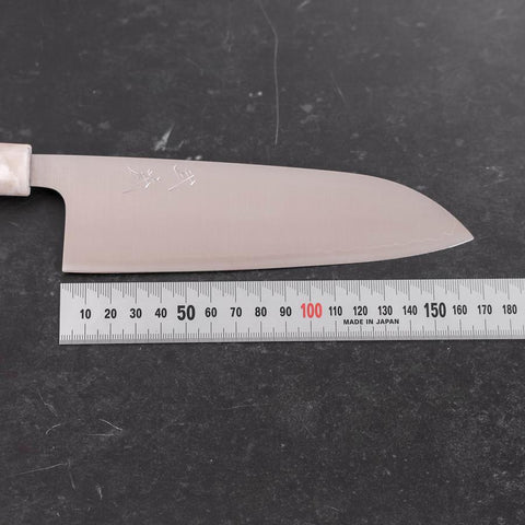Santoku AUS-10 Polished Ocean Black White Handle 165mm-[Musashi]-[Japanese-Kitchen-Knives]