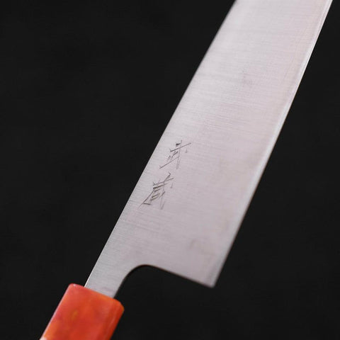 Santoku AUS-10 Polished Ocean Orange & Black Handle 165mm (6.5”)-[Musashi]-[Japanese-Kitchen-Knives]