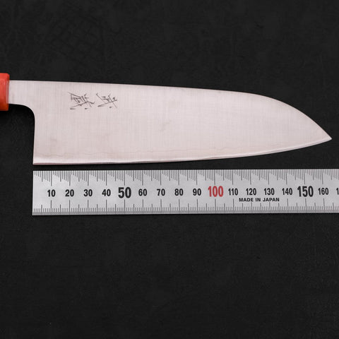 Santoku AUS-10 Polished Ocean Orange & Black Handle 165mm-[Musashi]-[Japanese-Kitchen-Knives]
