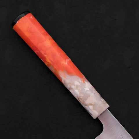 Santoku AUS-10 Polished Ocean Orange & White Handle 165mm (6.5”)-[Musashi]-[Japanese-Kitchen-Knives]