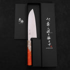 Santoku AUS-10 Polished Ocean Orange & White Handle 165mm (6.5”)-[Musashi]-[Japanese-Kitchen-Knives]