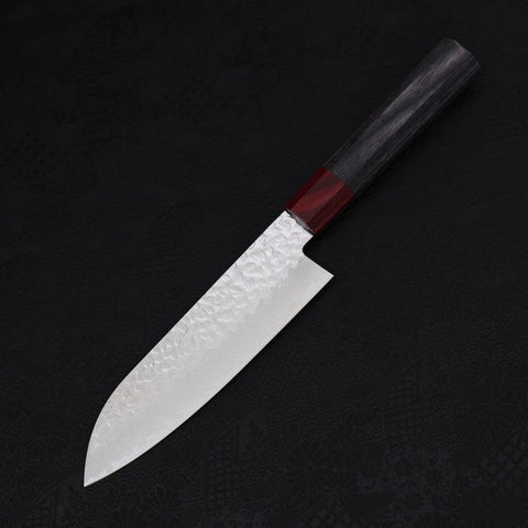 Santoku AUS-10 Tsuchime Damascus Cherry Handle 170mm-[Musashi]-[Japanese-Kitchen-Knives]