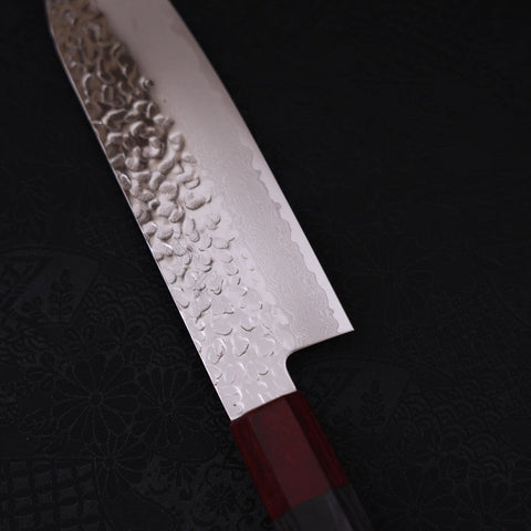 Santoku AUS-10 Tsuchime Damascus Cherry Handle 170mm-[Musashi]-[Japanese-Kitchen-Knives]