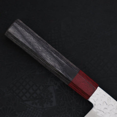 Santoku AUS-10 Tsuchime Damascus Cherry Handle 170mm-[Musashi]-[Japanese-Kitchen-Knives]