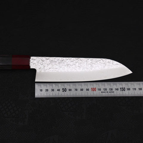 Santoku AUS-10 Tsuchime Damascus Cherry Handle 170mm-[Musashi]-[Japanese-Kitchen-Knives]