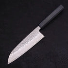 Santoku AUS-10 Tsuchime Damascus Dark-Blue Urushi Handle 165mm (6.5”)-[Musashi]-[Japanese-Kitchen-Knives]