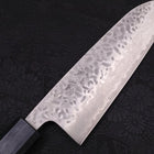 Santoku AUS-10 Tsuchime Damascus Dark-Blue Urushi Handle 165mm (6.5”)-[Musashi]-[Japanese-Kitchen-Knives]