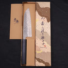 Santoku AUS-10 Tsuchime Damascus Dark-Blue Urushi Handle 165mm (6.5”)-[Musashi]-[Japanese-Kitchen-Knives]
