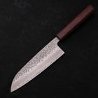Santoku AUS-10 Tsuchime Damascus Purple Urushi Handle 165mm-[Musashi]-[Japanese-Kitchen-Knives]
