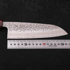 Santoku AUS-10 Tsuchime Damascus Purple Urushi Handle 165mm-[Musashi]-[Japanese-Kitchen-Knives]