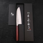 Santoku AUS-10 Tsuchime Damascus Purple Urushi Handle 165mm-[Musashi]-[Japanese-Kitchen-Knives]