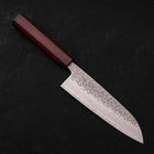 Santoku AUS-10 Tsuchime Damascus Purple Urushi Handle 165mm-[Musashi]-[Japanese-Kitchen-Knives]