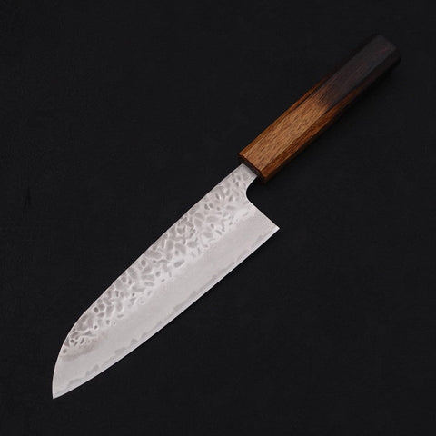 Santoku AUS-10 Tsuchime Damascus Yaki Urushi Handle 165mm-[Musashi]-[Japanese-Kitchen-Knives]