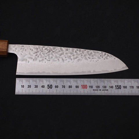 Santoku AUS-10 Tsuchime Damascus Yaki Urushi Handle 165mm-[Musashi]-[Japanese-Kitchen-Knives]