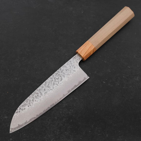 Santoku AUS-10 Tsuchime Damascus Zelkova Magnolia Handle 165mm (6.5”)