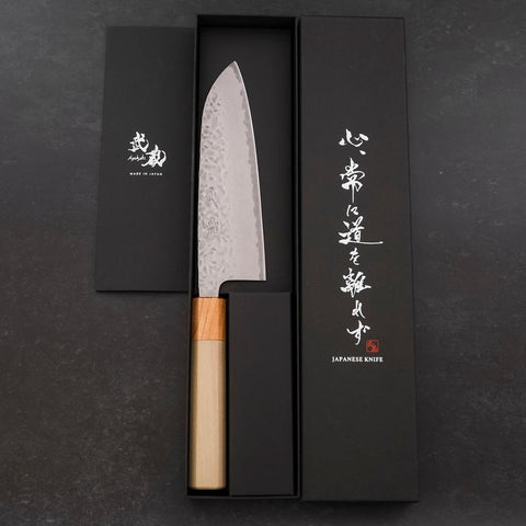 Santoku AUS-10 Tsuchime Damascus Zelkova Magnolia Handle 165mm (6.5”)